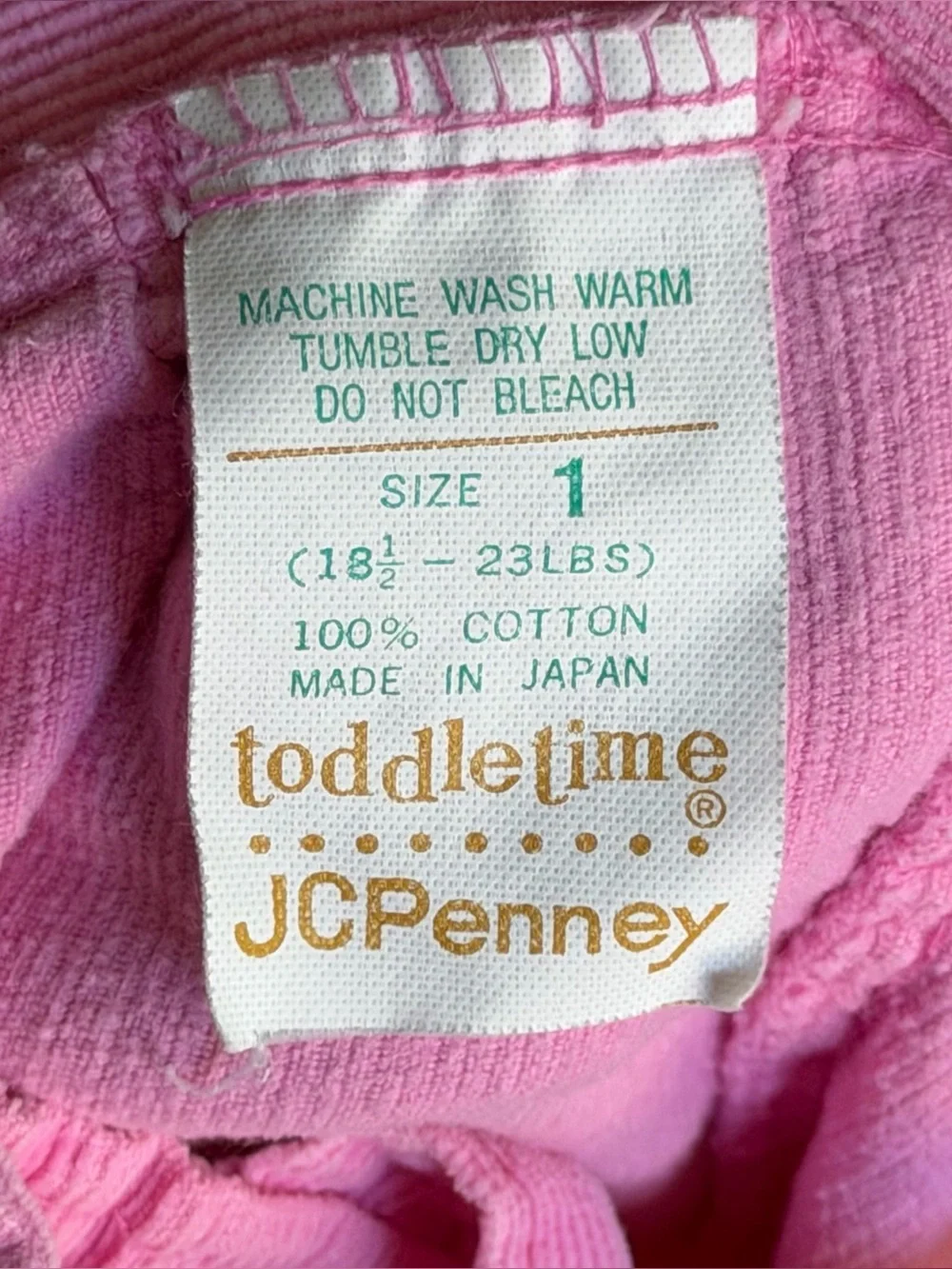 Vintage Toddletime -JC penny - Pink Baby Overalls & Long sleeve Set